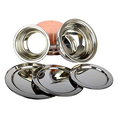 Image of Steel Magic Copper Bottom Handi /Urli Set, Cookware Set Induction Bottom Cookware Set, Stainless Steel, Copper Handi Set of 3 (800, 1100, 1600 ML)