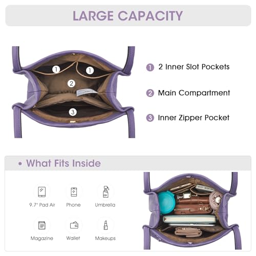 Image of Kattee Genuine Leather Tote Handbag for Women | Soft genuine leather tote with a secure magnetic snap closure for work, shopping, and everyday use.