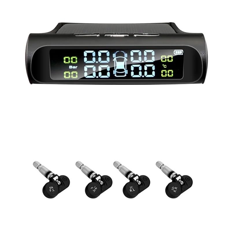 Tpms Sistema di monitoraggio della pressione degli pneumatici for auto a energia solare Sistemi di allarme di sicurezza for auto Avviso di temperatura della pressione degli pneumatici Pressione Pneuma
