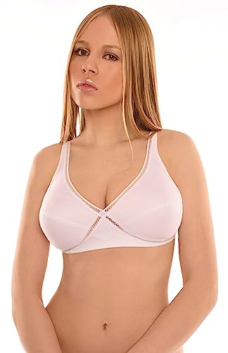 Istintiva Valeria - Sujetador sin Aros en 100% algodón para Pechos generosos con Alta sujeción - Copas Blandas no Acolchadas - Blanco 110C