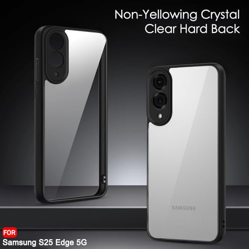 Image of TheGiftKart Hybrid Shockproof Back Cover Case for Samsung Galaxy S25 Edge 5G | Hard Back Cover Case for Samsung Galaxy S25 Edge 5G (PC & TPU, Transparent Clear Back, Black Sides)