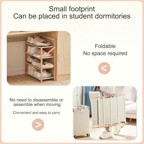 Wooden Shoe Cabinet, Tall Freestanding Shoe Rack, Vertical Stackable Boot & Shoe Storage Organizer, Narrow Design (75x70cm/29.5x27.6in) for Entryway & Hallway
