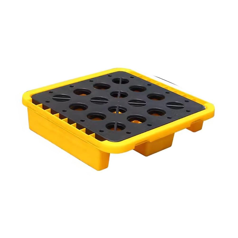 QUSYZD Modular Industrial Spill Containment Platform - Durable Plastic Spill Control Pallet Tray for Safety, Environmental Protection, and Hazardous Material Manage,Yellow-72 * 72 * 16cm