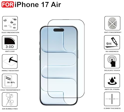 Image of CEDO Tempered Glass for iPhone 17 Air (5G) | Screen Protector Full HD Quality Tempered Glass Anti-Scratch Edge to Edge Coverage with Easy Installation Kit (Black)