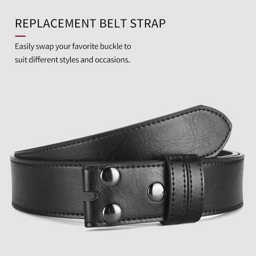 1-1/2" (38mm) Leather Belt Without Buckle Snap On Belt Strap for Interchangeable Buckles4