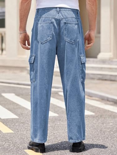 Image of TAGAS Men Loose Fit Men's Flip Pocket Cargo Pant|Man Stylish Cotton Loose Fit Denim Jeans || Multi-Pocket Styling || Perfect for Casual Fashion || Comfortable Classic Men's Outerwear (MDJ-33)