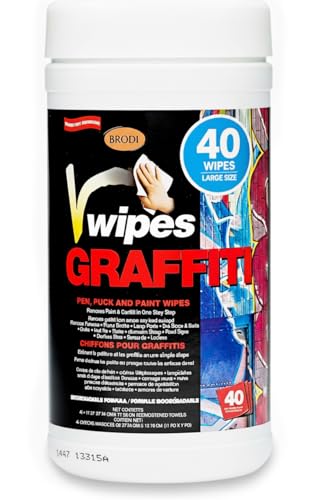 V-Wipes Graffiti Remover Wipes – Pre-Moistened Towels for Paint, Ink & Marker Removal...