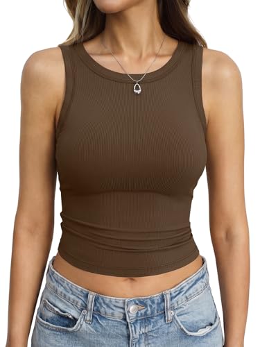 Image of Eachyes Womens Ribbed Crop Tank Tops High Neck Sleeveless Slim Fit Shirts Summer Casual Y2k Going Out Clothes 2026