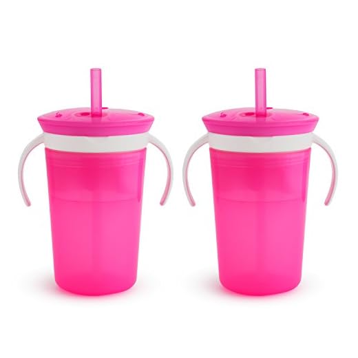 Munchkin SnackCatch & Sip 2-in-1 Snack Catcher and 2 Piece Spill-Proof Cup, Pink