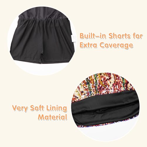 DAXIANG Sequin Sparkle Skirt Girl Tutu Skirts Birthday Holiday Party Solid Color Short Skirt Gold Green 9-10 Years - image 5