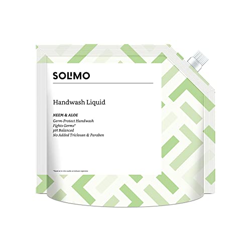 Image of Amazon Brand - Solimo Liquid Handwash Refill Pack, Neem & Aloe, Germ Protect, ph-Balanced, 1500 ml