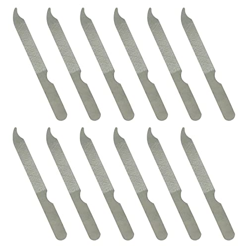 Fingernail Files (12 Pack), Metal Nail Files For Natural Nails, 4’’ Stainless Steel Thin Durable Nail File Bulk Filer With Curved Sharp Pointed Tip Double Sided Manicure Pedicure Toenails Tools #TOP16