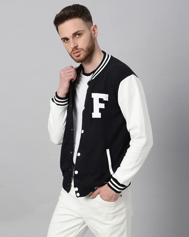 Image of BE SAVAGE Men's Cotton Blend Standard Length Varsity Jacket