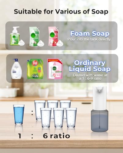 Image of Automatic Soap Dispenser, 350ml Sensor handwash Dispenser Bottle, Touchless Rechargeable Foaming Handwash Dispenser for Kitchen, Bathroom, Office