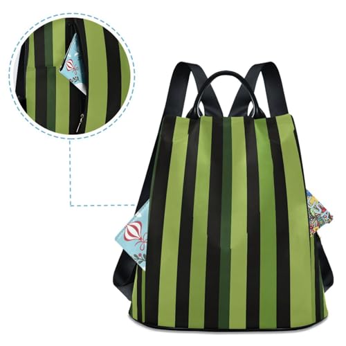 Sac à dos à rayures verticales vertes femme multipoche - 4