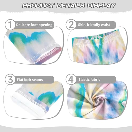 Girls' Leggings Ankle Length Printed Leggings Tie Dye Rainbow Paint Soft Comfortable Pants for Kids 4-10 Years4