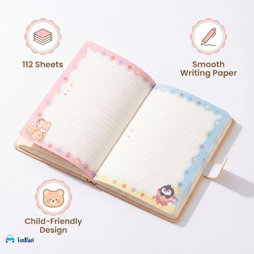 Image of FunBlast Diary for Girls - Christmas Kawaii Diary with Puffy Buckle Lock, Journal Diaries for Girls, Notepad for Students Stationary Items, Birthday Gifts (112 Sheets) (Penguin)