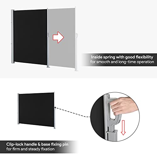 Yescom 119X71 Outdoor Retractable Side Awning Wall Folding Privacy Screen Divider Garden Patio Poolside Deck Wind Fence #TOP4