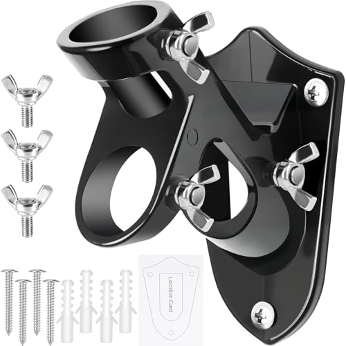 Flag Pole Holder Outside House Flag Pole Bracket Heavy Duty Metal Flag Mount Aluminum Alloy Mounting Brackets Outdoor Flag Holder- Strong Rust Free Dual Position 1 inch Black
