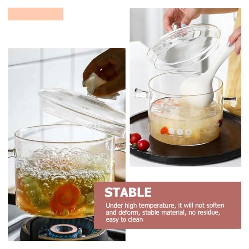 Olla de vidrio borosilicato de 1500ml con tapa resistente para cocina 4