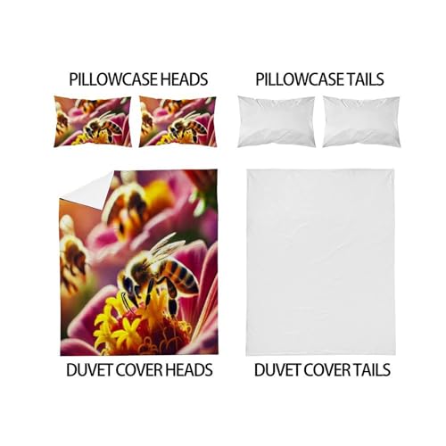Linge de lit enfant en microfibres douces avec housse de couette abeille imprimé 3D
