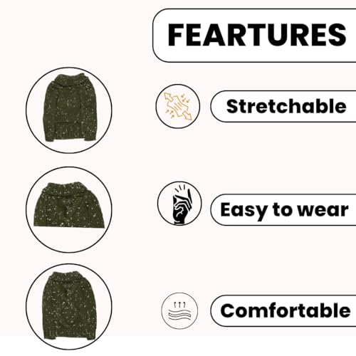 Image of Lulala Dog Sweater, Small Dog Autumn Sweater for Dogs Girls Boys, Classic Turtleneck Knitwear Dog Clothes for Cold Weather, Cable Knit Dog Outfits, Coat, Pet Apparel (Green, 8 Inch)