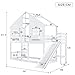 Kinderbett Etagenbett 90x200, Hochbett Hausbett mit Rutsche&Leiter&Fenstern&Dach&Aufbewahrungsbox, Stockbett Doppelbett Holzbett Jugendbett mit Lattenrost&Rausfallschutz, Kiefer, Ohne Matratze, Weiß