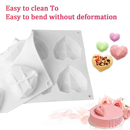 Diamond Heart Cake Mold, 2 Pack Silicone Heart Diamond Shaped Chocolate Mousse Cake Mold Tray for Baking,8 Cavity DIY Mold for Home Kitchen Baking Chocolate Fondant Wedding Engagement Valentines Day - Thumbnail 7