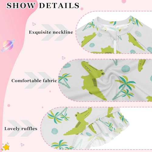 Aflyko Girls' Rash Guard Swimsuit Alligator Summer Coconut One-Piece Swimwear UPF 50+4