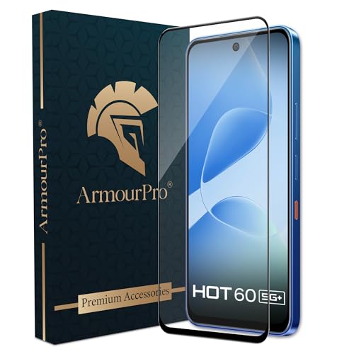 Image of ArmourPro Military Grade Gorilla Tempered Glass Screen Protector for Infinix Hot 60 5G (6.7 Inch) With Easy Installation Kit| Edge-To-Edge Protector Coverage |Black