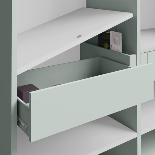 Image of Interio by Godrej Slide N Store XL 2-Door Steel Wardrobe | Matte Sky Gray, 1-Year Warranty, 2 Drawers