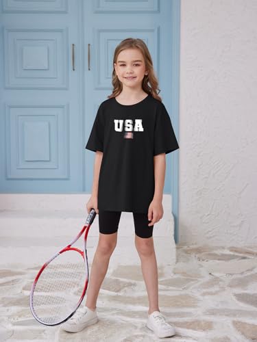 Image of ZDC Girls Short Sleeve T Shirts Kids Summer Oversized Tops Trendy Crewneck Basic Tees 5-14 Years