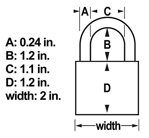 Padlock With Key - 2" Large Heavy Duty Pad Lock 5 Matching Keys - Weatherproof Rust Resistant Steel Brass Keyed Alike Padlocks, Gate Locks For Outdoor Fence, Door, Gym Lockers, Storage Unit (1-Pack) #TOP2
