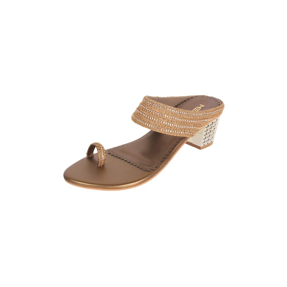 Metro Women Block Heel Fashion/Ethnic Slip-on Sandal