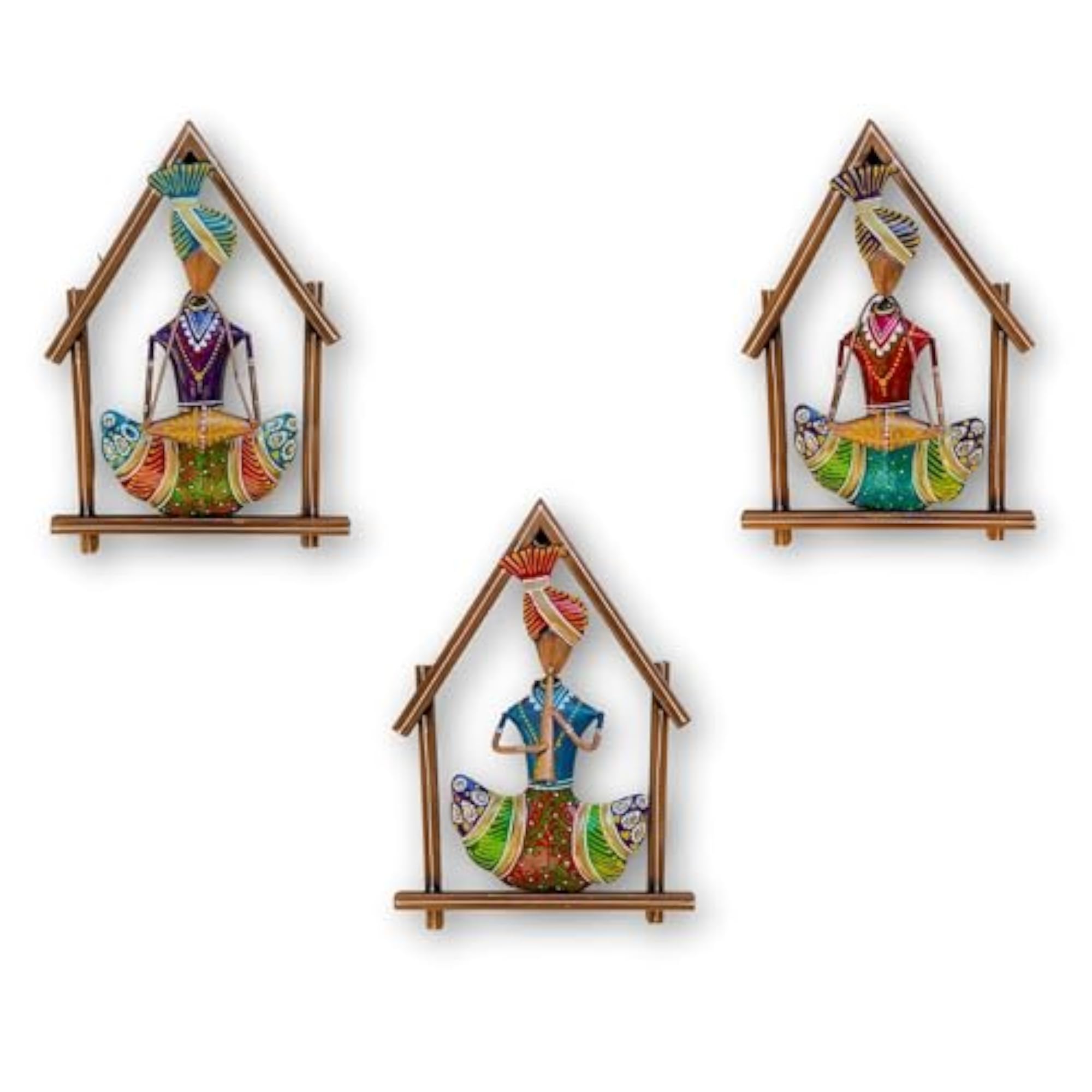 Metal Rajasthani Hut Musicians Wall Decor