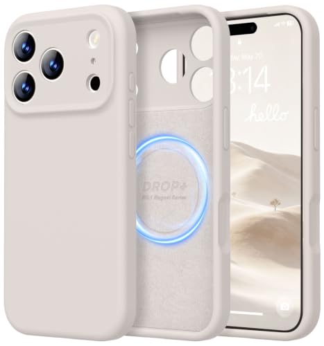 Image of LOVE 3000 Designed for iPhone 17 Pro Case, Premium Silicone [Compatible with Magsafe][Soft Anti-Scratch Microfiber Lining] Shockproof Protective Phone Case for Men Women 6.3 inch, Stone