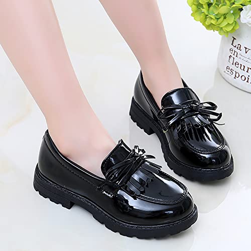 Shoes for Size 3 Girls Slip On Leather Loafer Tassel Bow Flats School Dress Shoes for Girls Toddler Boy Shoe2