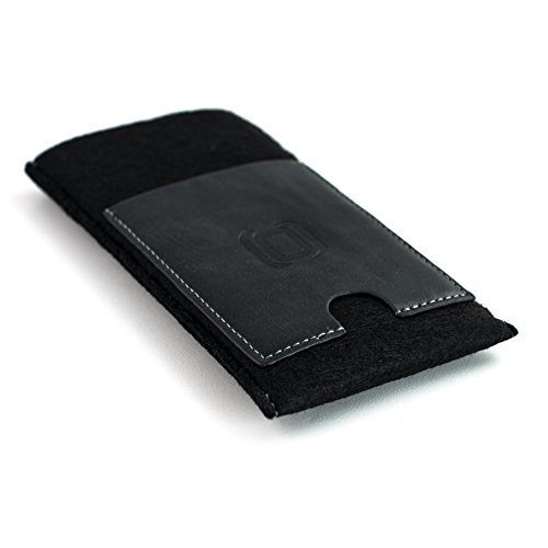 Dockem Felt Wallet Sleeve For Iphone Se 3 (2022), Se 2 (2020) & 8/7 / 6 / 6S - Minimalist Wool-Style Fabric Sleeve With 2 Synthetic Leather Card Slots: Professional Executive Slip-On Cover [Black] #TOP5
