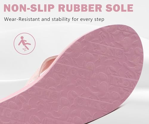 ONCAI Flip Flops Womens Yoga Mat Non-Slip Women's Flip Flops Sandals Summer Beach Slippers With Arch Support Lightweight Eva Sole Pink Size 7 - Image 5