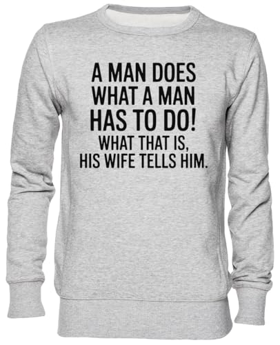 Sweat-shirt jersey gris unisexe jumper homme femme imprimé texte minimaliste col rond