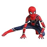 Déguisement Spiderman Homecoming Costume pour Enfants,Noir 3D Déguisement Spiderman Halloween, Cosplay Partie Costume Super-héros Accessoires Jouet Masque Costume,Red（D）-150