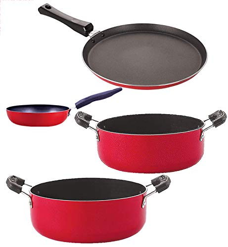 Nirlon Aluminium Non Stick Cooking Pots & Pans Set of 4 Pieces (FT13_CVG_CS26_CS24)