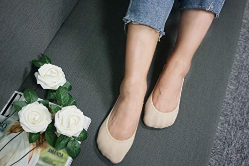 Ultra Low Cut Liner Socks Women No Show Non Slip Hidden Invisible For Flats Boat Summer Beige 5 Pairs #TOP4