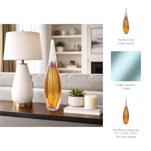 Escultura de Lágrima de Vidrio para Decoración de Hogar 19" Naranja miniatura 5