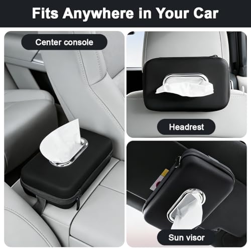 Image of STHIRA PU Car Tissue Holder with Elastic Strap for Sun Visor Storage Case
