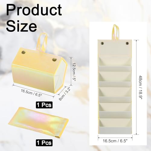 Image of PATIKIL Travel Sunglasses Organizer, 5 Slot Foldable Sunglasses Holder Leather Sunglass Storage Organizer with Pouch