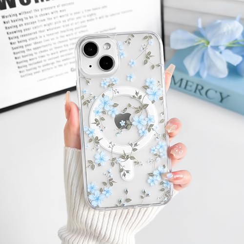 NITITOP Magnetic for iPhone 13/14 Case Flower Leaf - Blue by NITITOP - Used condition - Image 5