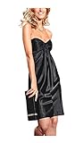  Laura Scott Evening Damen-Kleid Satin-Cocktailkleid Schwarz Größe 36
