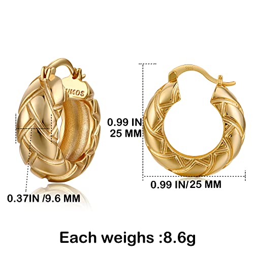 Image of FRUMOS 18K Gold Plated Chunky Hoop Earrings for Women Fashion Thick Gold Hoops Set Jewelry for Birthday Christmas Gifts