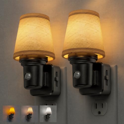 Image of L LOHAS LED Night Lights Plug into Wall, Linen Fabric Night Light